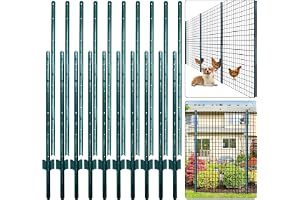 Thealyn Fence Posts 7 ft / 213 cm, Pack of 10 - for 5 ft Wire Fence Mesh, Metal Post with U-Channel, Steel Poles U Post for G