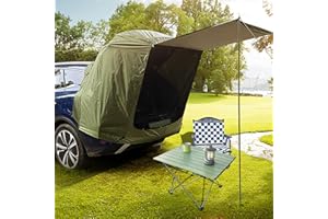 KENSBRO Rear Tent Car with Mosquito Net, Windproof, Sun Protection and Waterproof, For SUV, Awning Car for Camping and Outdoor Adventures, Green