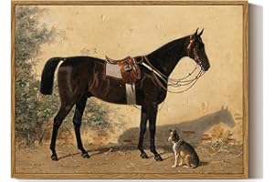 ARPEOTCY Leinwand Bilder mit Rahmen, Klein Vintage Wanddeko, Wandbilder Wohnzimmer Schlafzimmer Badezimmer Küche, Bauernhaus Zimmer Deko Aesthetic, Pferd Tier kunstdrucke Painting, 40x30cm