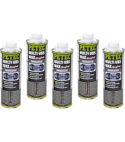 Petec UBS - 5 Confezioni Da 1000 Ml Di Cera Protettiva Per Sottoscocca A Base Di Cera, Trasparente