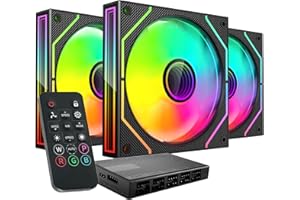 Mars Gaming MF-3DPROKIT, Kit 3x Ventole PWM 120mm, Illuminazione ARGB Infinity Mirror 3D, Sistema di Controllo PWM, Cuscinetti FDB, Telecomando e HUB, Compatibilità Totale ARGB, Nero