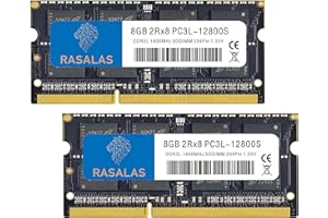 Rasalas RAM pour Ordinateur Portable 16 Go 2 x 8 Go DDR3 DDR3-1600 1600 MHz PC3L-12800S 12800 sans ECC 1,35 V CL11 2Rx8 Double Rang SODIMM