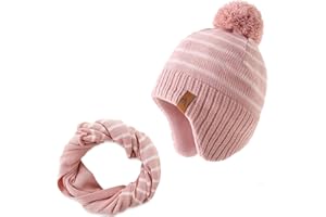 AHAHA Wintermütze Mädchen Kinder Beanie Earflap Pompon Baby Strickmütze Mädchen