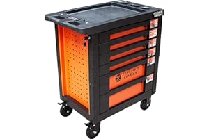 Fischer Darex Servante d'Atelier 6 Tiroirs Vide, Noir, 0,8 mm/0,6 mm