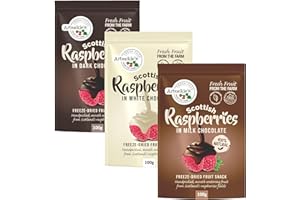 Set of 3 Arbuckle's Freeze Dried Raspberry coated in luxury dark, milk and white chocolate Direct from UK Farm Shop, Fruit Snack Nutritious and Healthy Raspberries (3 x 100g)