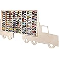 DECOCRAFT Display Cabinet Compatible with Hot Wheels Lorry Design – Toy Storage Shelves with 80 Slots – Heavy Duty Wooden Cube Storage Box – Modern Design