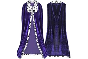 Proumhang Capa de Rey Capa Real Disfraz de Rey Hombre Adulto Disfraz de Halloween Carnaval Navideño Púrpura