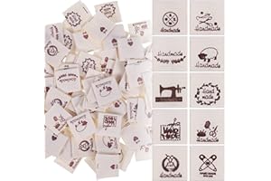 Smilcloud 200 etichette fatte a mano in tessuto, etichette per vestiti, da cucire, etichette tessili, per cucito, decorazioni fai da te