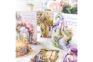 Arpaper 120pcs Adesivi Fiori Scrapbooking Stickers Aesthetic Scrapbooking Adesivi Kit per Scrapbooking Calendari Biglietti D'auguri Album(Garden Corner Series)