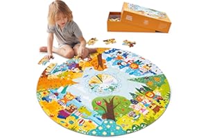Funsland Jigsaw Puzzles Games for Kids - 88pcs Cardboard Animal Floor Puzzle Toys for 3 4 5 6 7 Year Old Age Children