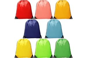 BRAMBLE 8 Sacs à Cordon, 8 Couleurs (43x34cm) - Coins Renforcés - Tissu Polyester Résistant - Sport, Gym, École, Piscine, Plage pour Enfants & Adultes