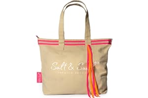 Salt & Sand The Tote Bag - Canvas Tasche Damen mit Reißverschluss und Innentasche - stilvoller Shopper - Premium Qualität made in Europe - Handtasche Damen mittelgroß