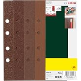 Bosch kendin yap 25 par&ccedil;a Zımpara kağıdı seti, eksantrik zımpara i&ccedil;in farklı malzemeler, 2607019499