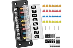 GUNGY Boîte Fusibles 8 Voies Porte Fusible 12V Boite Fusible Voiture avec 24 Fusibles et Autocollants pour Automobile Bateau Fourgonnette