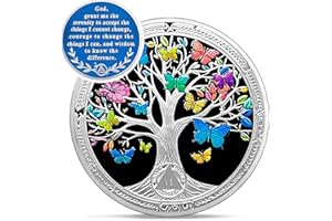 IELCJJ Vintage 6 Year Sobriety Coin - Recovery Tree of Life AA Coins - Colorful Butterfly AA Chips and Medallions - 1-10 Prime NA HA AA Living Clean Narcotics Alcoholics Anonymous Gifts for Men Women