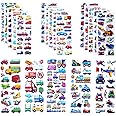 KASTOP Kids Cars & Trucks Stickers, 20 Sheets, 300+ 3D Puffy Vehicles, Multicolor Cartoon, Reusable, PVC Material, Perfect for Scrapbook, Journal, Notebook, Computer
