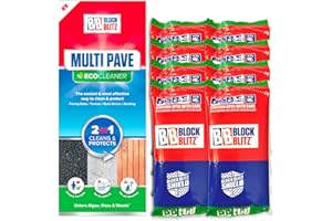 BLOCK BLITZ Multi Pave Patio, Path & Drive Cleaner. Removes Moss & Algae. Deters Weed Growth. 8 x 390g Pouches. Ideal for Paving Slabs, Tarmac & Resin Drives. Child & Pet Safe Eco Formula