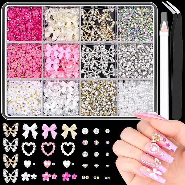 Nayyana 3D-Nagelanhänger-Set – über 500 Teile Für Kreative Nail Art!