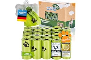 ALL PETS UNITED BI0 Hundekotbeutel mit Spender Kompostierbare Kotbeutel für Hunde mit Hundekotbeutelspender 100% Biologisch abbaubare Hundebeutel mit Leinen Halter (300 Beutel: 20 Rollen + 1 Spender)