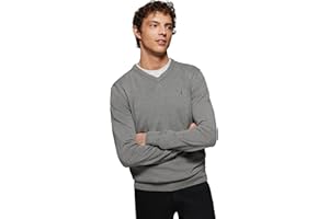 Polo Club Jersey Básico de Cuello Pico para Hombre - Suéter Manga Larga 100% Algodón con Logo Bordado