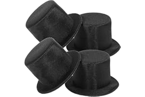 CAXUSD 4pcs Mini Hat Mini Toy Christmas Crafts Mini Top Hat Miniature Top Hats Top Hat for Crafts Christmas Top Hat Mini Cylinder Cap Mini Cylinder Hat Mini Cap Charming Black Cloth Cork