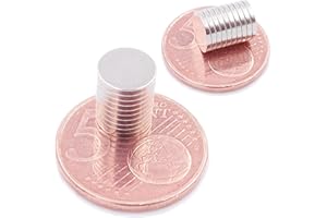 Brudazon | 10 Mini Imanes Discos 8x1mm | N52 Nivel más Fuerte - Los imanes de neodimio Ultra Fuertes | Imán del Poder para la Toma de Modelo, Foto, Pizarra Blanca | Pequeño, Redondo y Extra Fuerte
