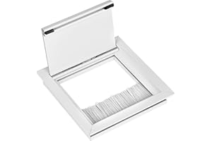 Gedotec Entrata cavi bianca angolare con guarnizione a spazzola - EXIT G11 ECO | Scrivania per uscita cavi in alluminio da incasso | 100 x 100 mm