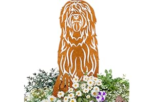 ‎TERMA Terma Stahldesign Edelrost Hund Verschiedene Rassen, Handmade Germany, tolle gartendeko aus Rost-Metall, deko rostoptik, Rostfiguren Tiere, rostfiguren Garten, Rostdeko (Briard)