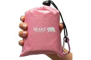 BEARZ Outdoor Coperta da Picnic Impermeabile, Telo Pic Nic da Viaggio - Tappetino Anti-sabbia da Spiaggia, Campeggio Accessori Leggero, Coperta da Spiaggia e Campeggio, Escursionismo e Trekking (Rosa)