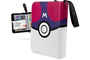 GECO Album kolekcjonerski na karty kolekcjonerskie - kolekcjonerski album na karty z zamkiem błyskawicznym - segregator z 4 kieszeniami - 55 stron na 440 kart - Master Ball-Design - Fioletowy