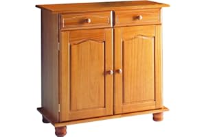 DOGAR Moblit Aparador de Dos Puertas y Dos Cajones Realizado en Madera de Pino Maciza Color Miel Serie Canet Medidas (86 x88x42) cm (Alto-Ancho-Fondo) Robusto y Duradero Salon y Cocina