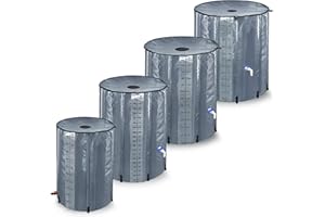 XINZI Récupérateur d'eau de pluie pliable 750 l - Réservoir d'eau de pluie portable avec robinet et évacuation - Pour recueillir l'eau de pluie (gris avec échelle de niveau d'eau)