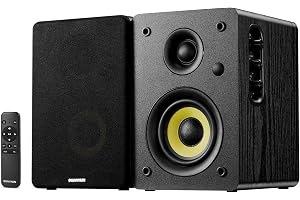 Sanyun SW206 80W Aktiva Bokhyllshögtalare 2.0 4”, Läge Creator/Musik | Kolfiber 10cm + Silkeskalotten 25mm, 24-bitars DAC, TRS 6,35mm Balanserad, Optisk/Koaxial/AUX/USB/BT, MDF (Par