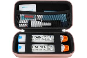 Elonbo Maleta epipen, 2 Paquetes de medicamentos de Viaje EPI pens o auvi q, inhaladores para asma, Aerosoles nasales, medicamentos alérgicos, Productos para la Diabetes, Oro Rosa (Solo para Cajas!)
