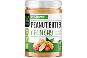 VIT4EVER Beurre de cacahuètes croquant - 1kg de beurre de cacahuètes naturel sans additifs - High Protein - purée de cacahuètes sans sel, huile ou graisse de palme ajoutés - Vegan