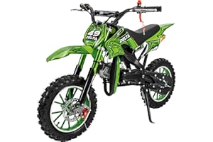 Actionbikes Motors Mini Delta 49 cc Moto-cross pour Enfants | Freins à disque - Filtre à air sport - Échappement sport - Pneus à air - Pocket Bike - Moto - Motocross - Dirt Bike - Dirtbike (Vert)