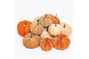 DDGAO Artificial Pumpkins 12PCS Fake Artificial Velvet Small Pumpkins for Halloween, Fall and Thanksgiving Party Decoration