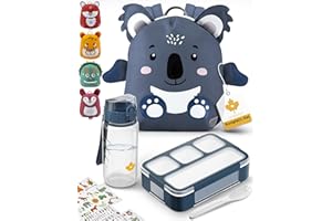 LAUBGOLD® Kindergartenrucksack Mädchen u. Jungen Set inkl. Brotdose u. Trinkflasche mit Stickern | BPA-freies Set | Rucksack Kindergarten Mädchen | Reflektoren, Brustgurt, Leicht | Kinderrucksack