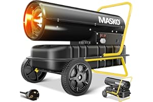 Masko® Canon de Chauffage 30 KW Diesel Sécheur de Chantier Chauffage de Chantier Générateur d'air Chaud radiateur soufflant 34 L Réservoir avec Thermostat Chauffage au fioul Débit d'air, Noir/Jaune