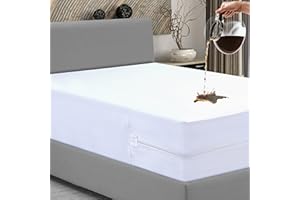 Caroline Shatuik Bed Bug Mattress Protector, Anti Allergy Fully Zipped Waterproof Mattress Encasement with Zip dust mite cover King size (152 x 200+30cm)