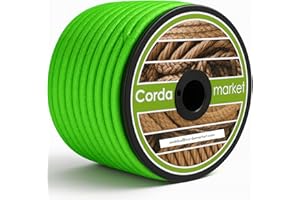 CORDAMARKET Goma Elástica, Cordón Elástico Resistente para Toldos Náutica Camping y Exteriores, Verde Flúor, 10 mm × 25 m