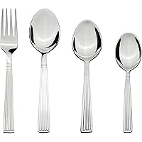 Amazon Brand - Solimo 24 Piece Stainless Steel Cutlery Set, Stripes (Contains: 6 Table Spoons, 6 Tea Spoons, 6 Forks, 6…