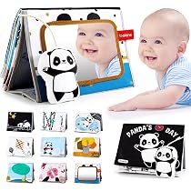 Jouet D'éveil Bébé 0-12 Mois - Livre Tissu + Miroir Pliable - Stimulation Sensorielle Noir & Blanc