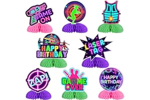 Fangleland 8Pcs Laser Tag Themed Honeycomb Centerpieces für Kinder Erwachsene, Laser Tag Geburtstag Party Dekorationen, Tischdekoration, Laser Tag Spiel Thema Party Supplies