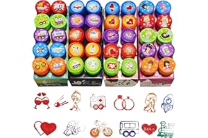 CLDFDC 40 Pezzi Timbri Bambini Sigillo Animale,Cartoni Animati Kit Set di Strumenti Auto Inchiostrazione Timbri, Multicolore Giocattoli Adatto, per Regali di Feste, ricompense Scolastiche