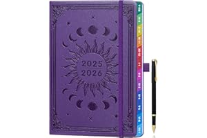 ZXHQ Agenda 2025-2026 Semana Vista A5, Planificador Semanal y Mensual con Pestañas de Colores y Página a Color, Agenda Escolar, Juego de Bolígrafos y Bolsillo Interior, Ago. 25 - Jul. 26, Violeta