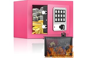 SANFNZ Kleiner Tresor MöBeltresor Klein mit Feuerfeste Geldtasche, Mini Safe Tresor mit Zahlenschloss, Digitaler Schranktresor für Zuhause mit SchlüSsel für Personalausweis, Reisepass, Wertsachen, Bargeld