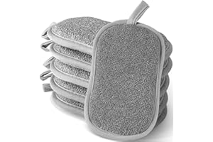 AWINKER 6 Spugne Riutilizzabili Lavabili in Microfibra per Stoviglie da Cucina Piastre Padelle Bagno Lavabili in Lavatrice Alternativa alla Spugna Usa e Getta (6 Grigio)