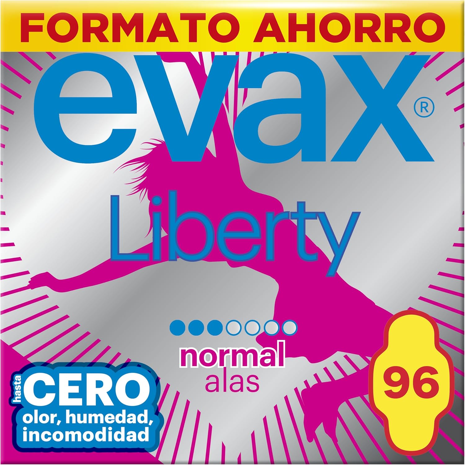 Evax Liberty Normal Compresas Con Alas, 96 unidades, No Notarás Que Las Llevas