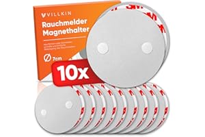 Villkin Uchwyt magnetyczny na czujki dymu, 10 sztuk, Ø 7 cm, magnetyczny uchwyt do czujników ognia i dymu, bez wiercenia, do wszystkich powierzchni, szybki i łatwy montaż (średnica 10 x 7 cm)